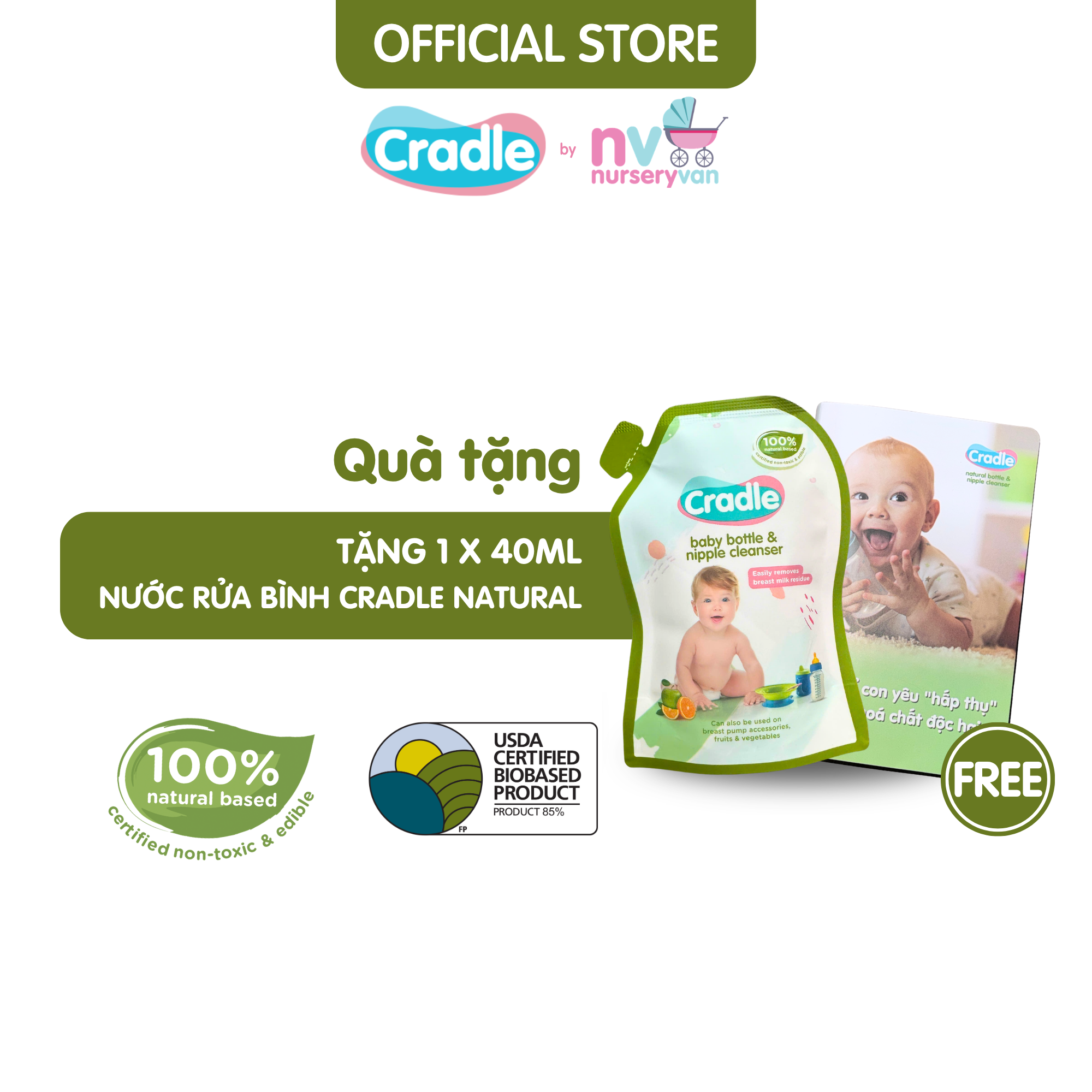 Nước rửa bình sữa và núm ti Cradle Chai 200ML